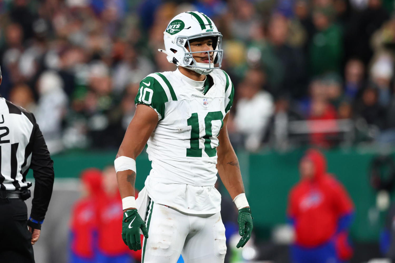 New York Jets wide receiver Allen Lazard. Credit: Ed Mulholland-Imagn Images.