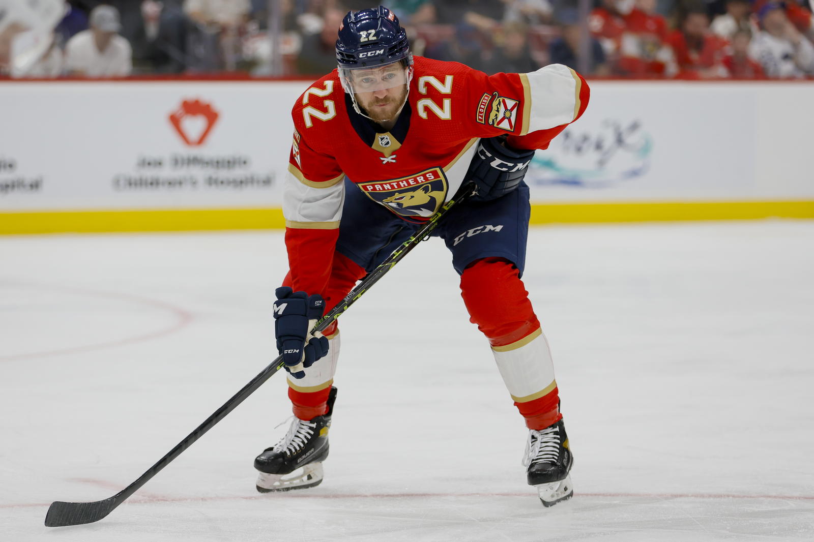 Florida Panthers center Zac Dalpe (22) looks on against the Toronto Maple Leafs during the second period in game three of the second round of the 2023 Stanley Cup Playoffs at FLA Live Arena. Mandatory Credit: Sam Navarro-Imagn Images