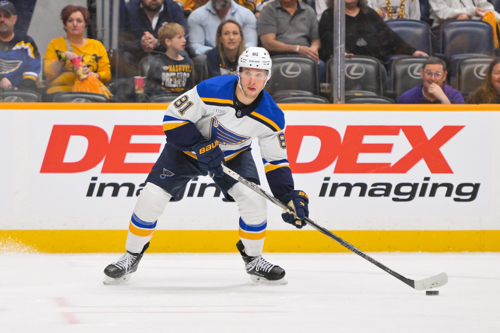 Dylan Holloway (© Steve Roberts-Imagn Images)