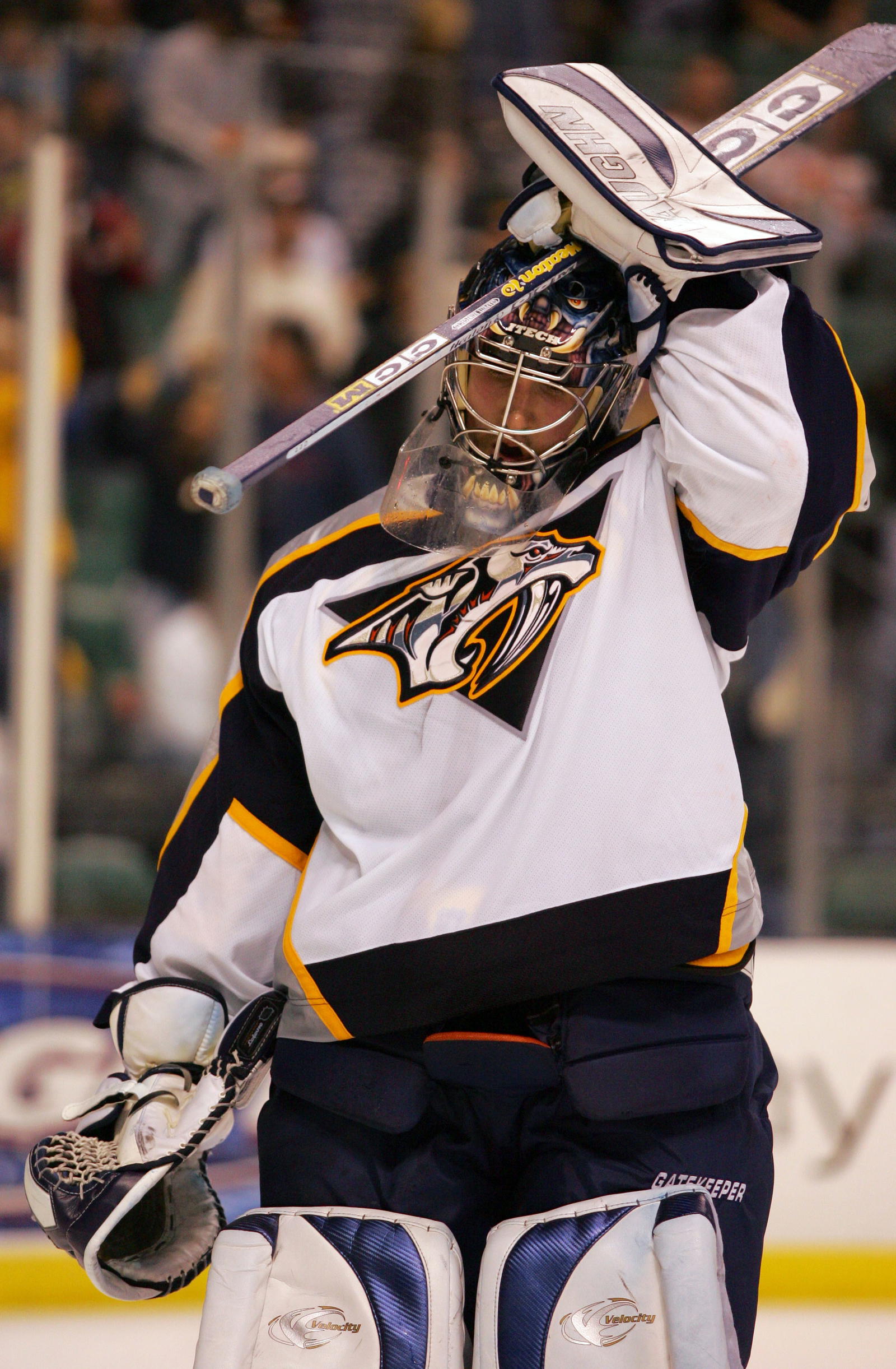 Dec 13, 2005; Sunrise, FL, USA; Nashville Predators goalie (31) Brian Finley gave up 7 goals in his NHL debut against the Florida Panthers at the BankAtlantic Center in Sunrise, FL. Mandatory Credit: Jason Parkhurst-Imagn Images Copyright © 2005 Jason Parkhurst