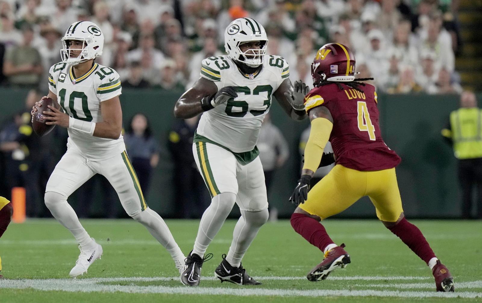 Green Bay Packers tackle Rasheed Walker. Credit: Mark Hoffman/Milwaukee Journal Sentinel / USA TODAY NETWORK via Imagn Images.