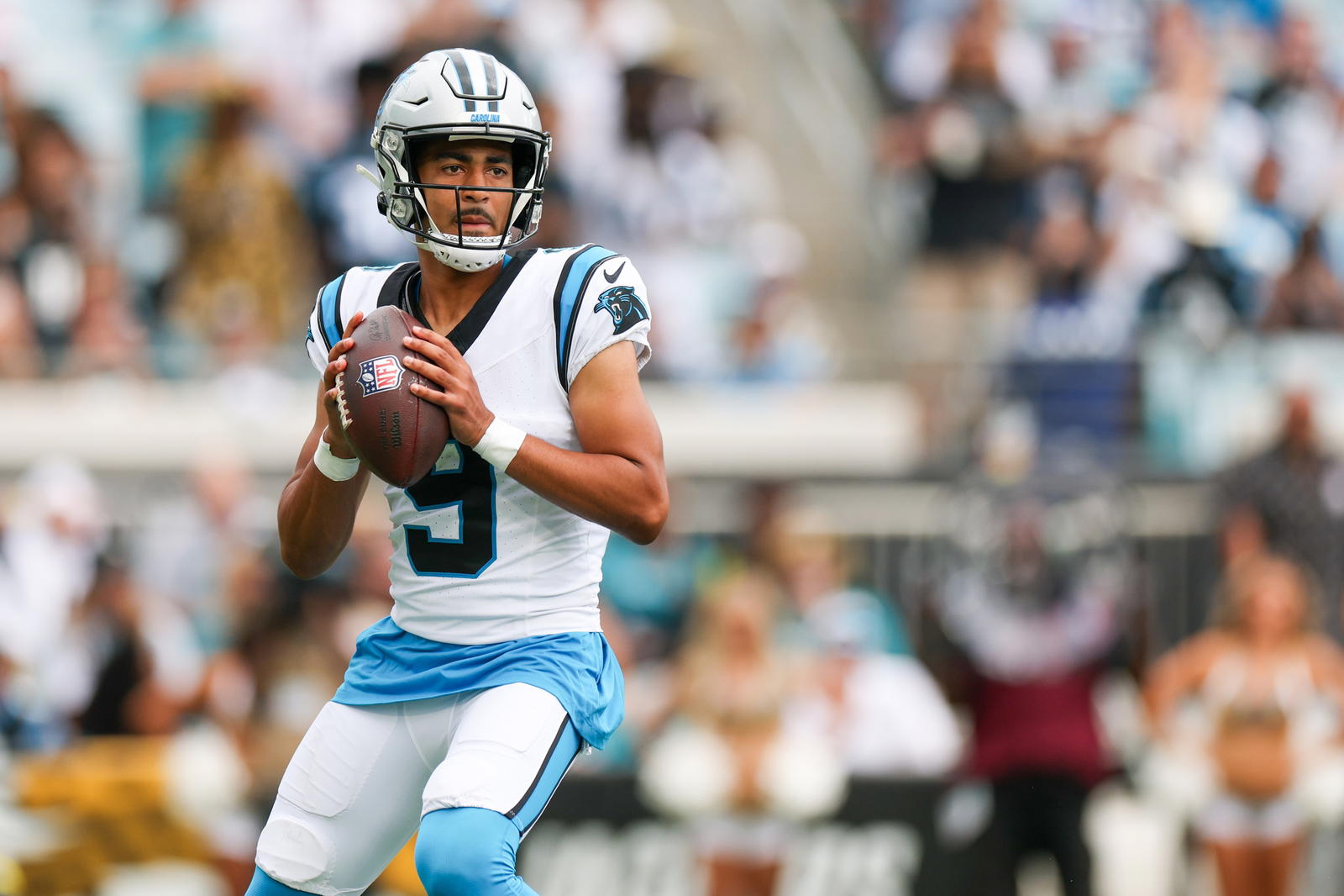 Carolina Panthers quarterback Bryce Young. Credit: Nathan Ray Seebeck-Imagn Images.