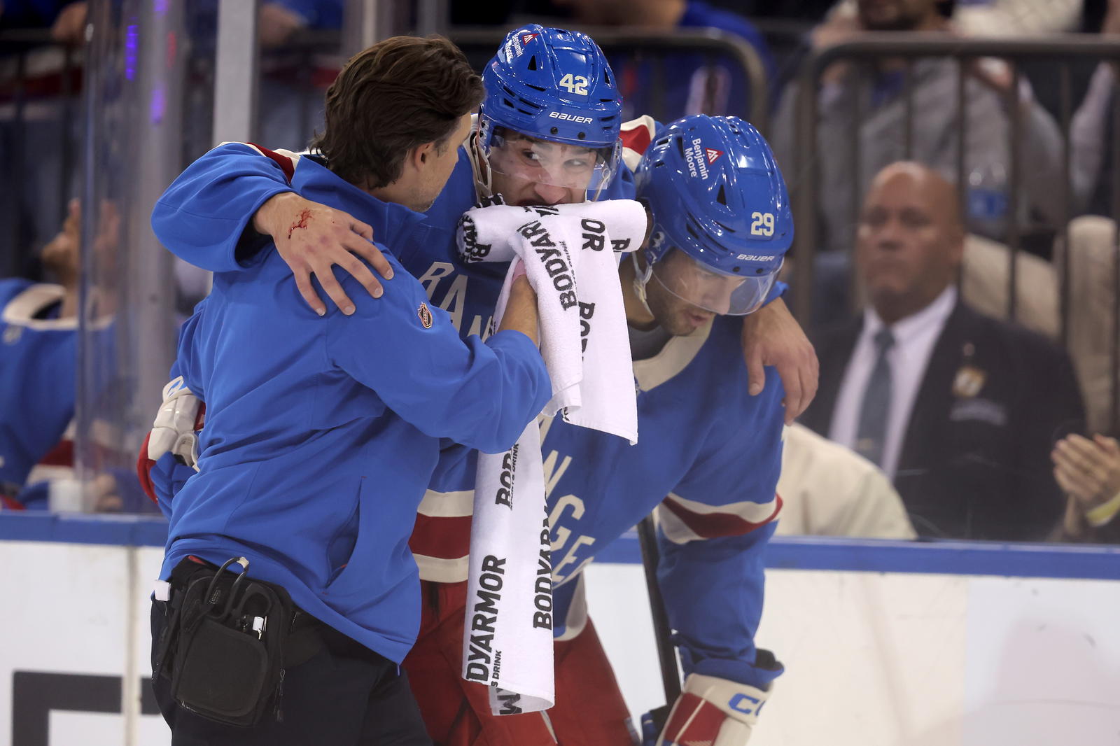 Noah Laba Shows Toughness By Quickly Returning To Game After Taking Puck Directly To His Face 