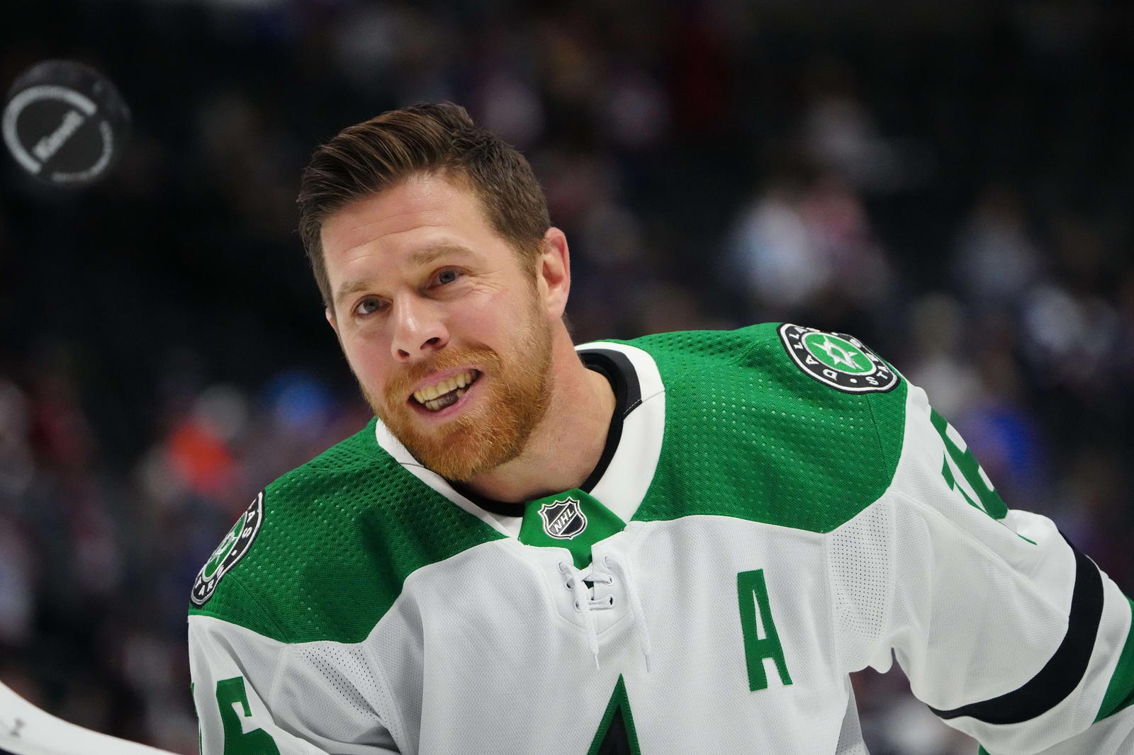 Feb 27, 2024; Denver, Colorado, USA; Dallas Stars center Joe Pavelski (16) before the game against the Colorado Avalanche at Ball Arena. Mandatory Credit: Ron Chenoy-Imagn Images