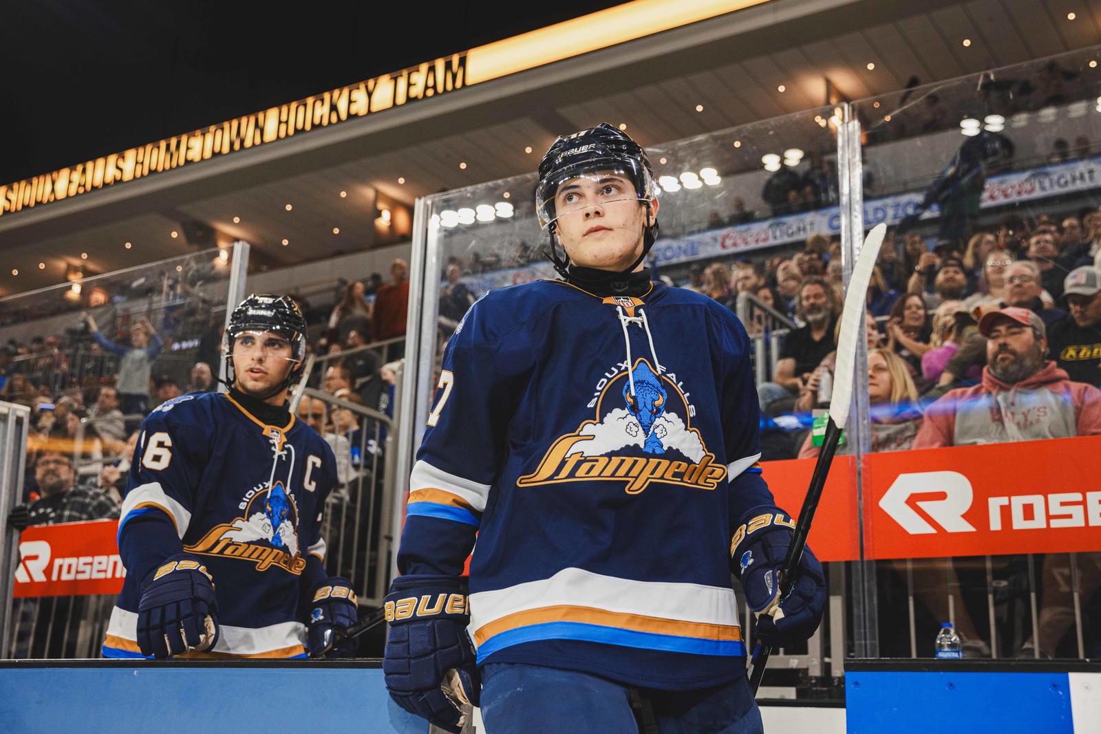 #17 Ethan Wyttenbach enters the ice during a game for the Sioux Falls Stamopede. via www.nysaha.com