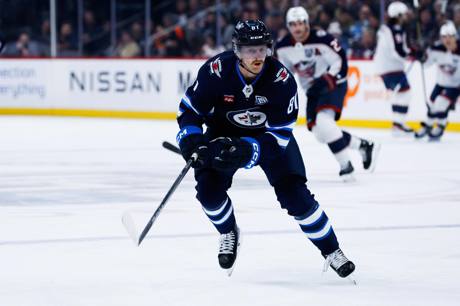 Winnipeg Jets left winger Kyle Connor was on Team USA at the 4 Nations Face-Off last season. He finished last season with 41 goals and 97 points on the Jets, and he's at 32 points in 26 games this season. (Terrence Lee-Imagn Images)