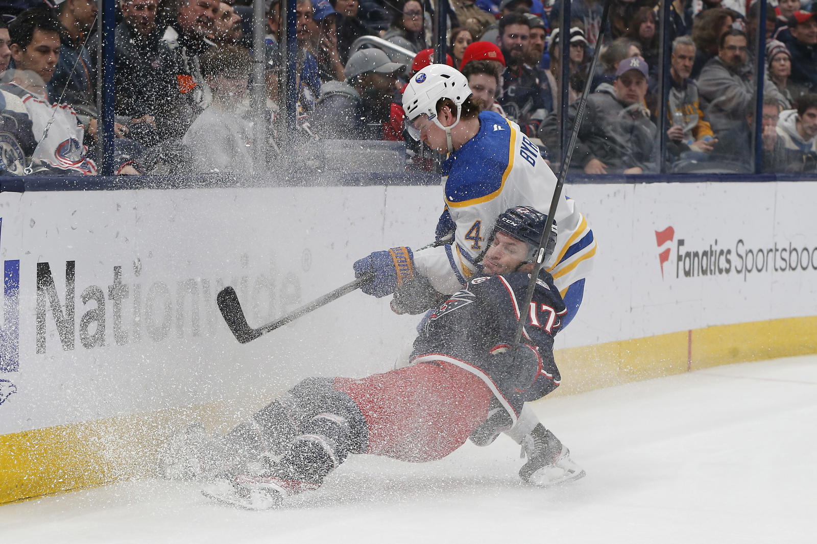 Bowen Byram and Justin Danforth (Russell LaBounty-Imagn Images)