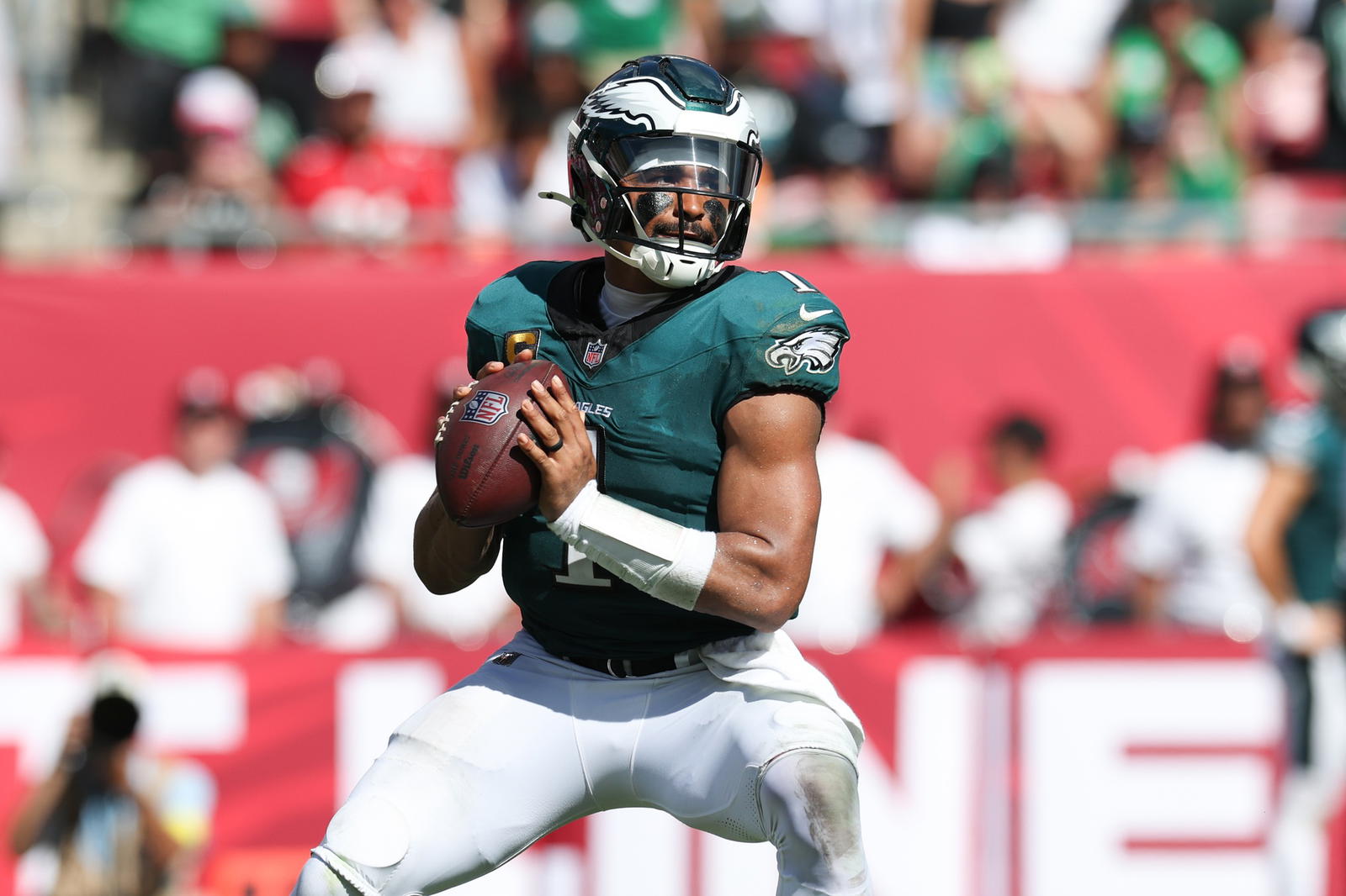Philadelphia Eagles quarterback Jalen Hurts. Credit: Nathan Ray Seebeck-Imagn Images.