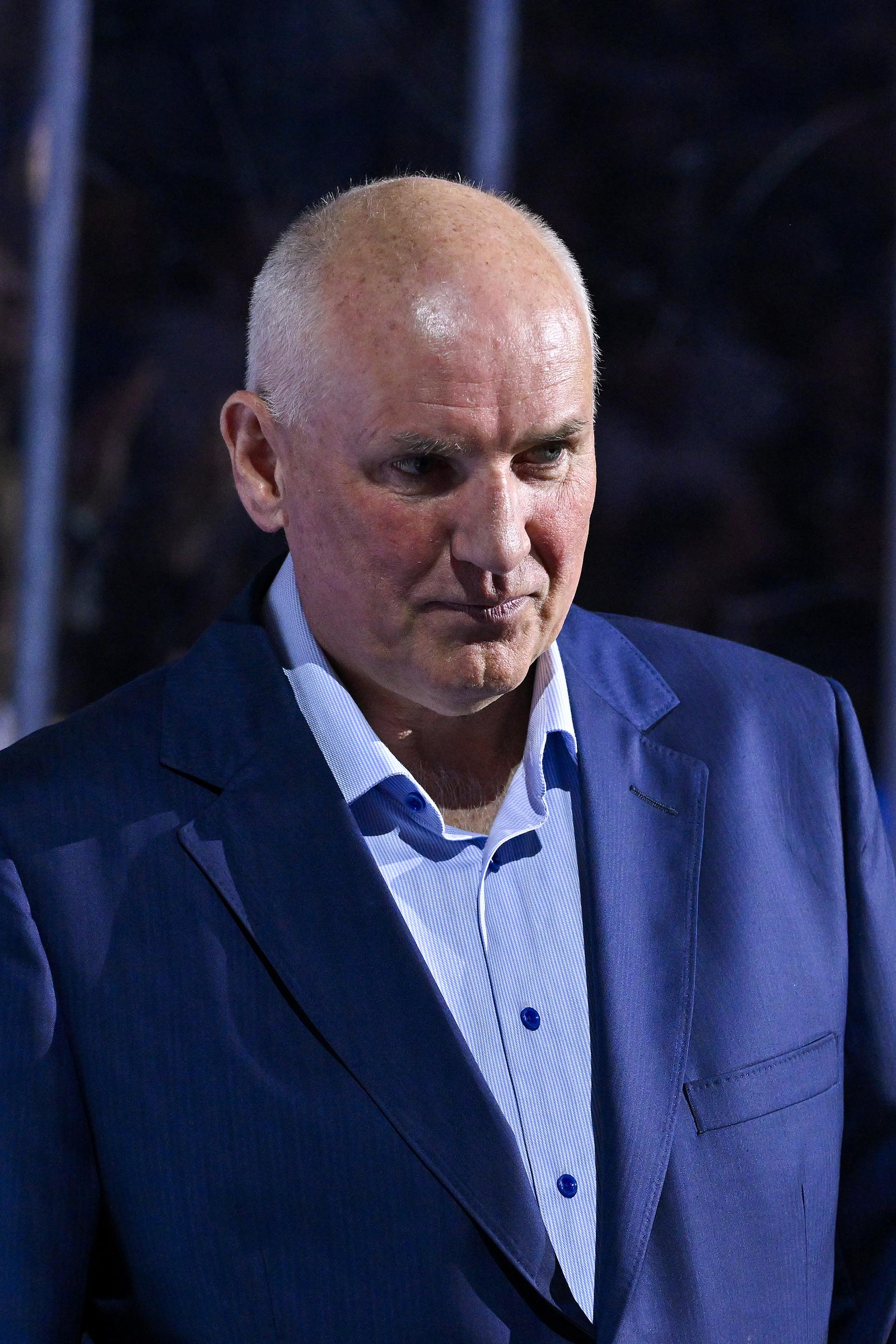 St. Louis Blues general manager Doug Armstrong has options as things shift to the 2025 NHL Draft and free agency looming on July 1. (Jeff Curry-Imagn Images)
